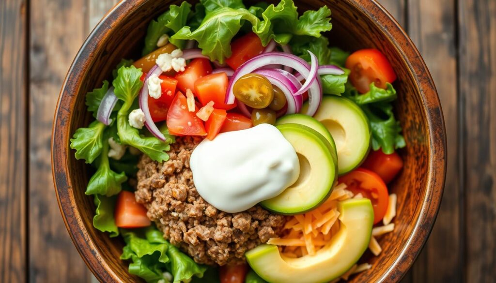 beef burger bowl ingredients