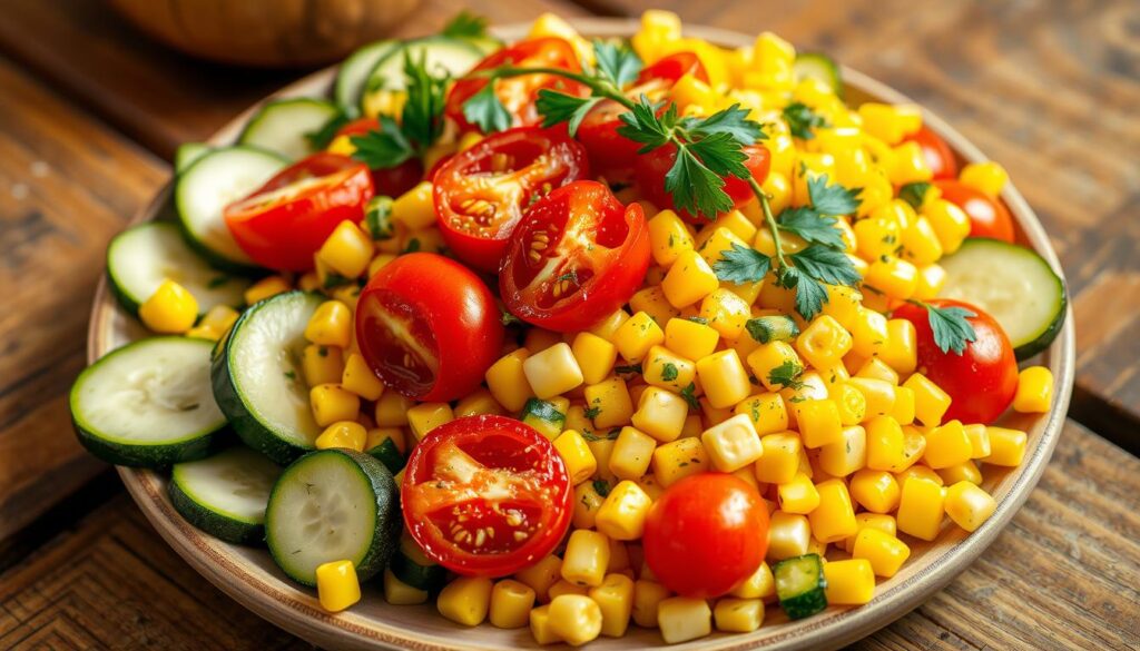 zucchini corn tomato medley